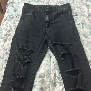 American eagle black distressed stretch jeans sz 6